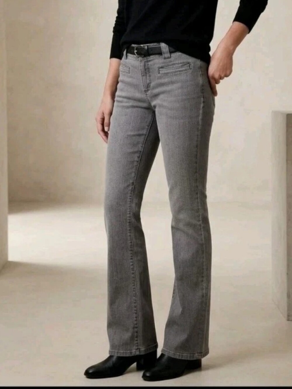 Vintage Banana Republic Gray Bootcut Jeans Gray Denim Mid Rise Ribbed Y2k Sz 8